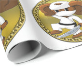 Niedlicher lustiger Cartoon Cheburashka Bär mit Sc Geschenkpapier (Rolleneckpunkt)