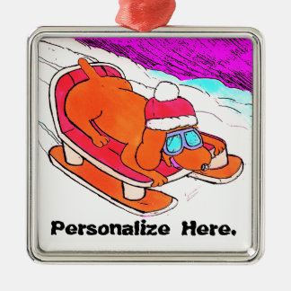 Niedlicher lustiger Cartoon-Hund Personalizable Ornament Aus Metall