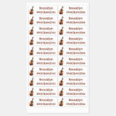 Niedlicher lustiger Cartoon mit Violine personalis Etiketten (Blatt)