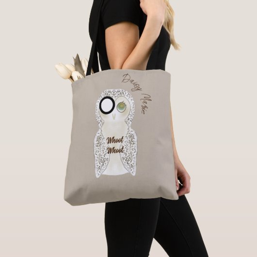 Niedlicher lustiger Cartoon Owl Whoot Monogramm Tasche (Von Nahem)