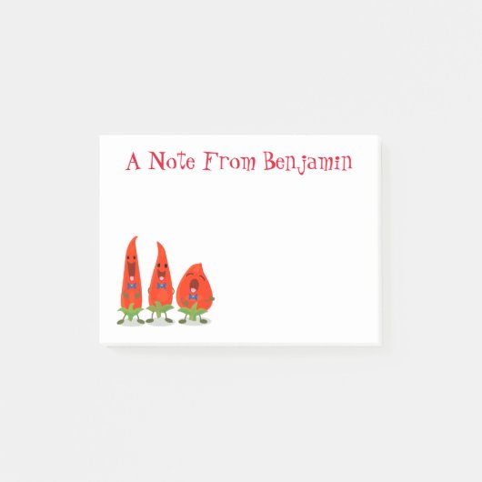 Niedlicher lustiger Chili Hot Paprikaschoten Trio  Post-it Klebezettel (Vorderseite)