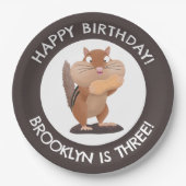 Niedlicher lustiger Chipmunk Cartoon personalisier Pappteller (Vorderseite)