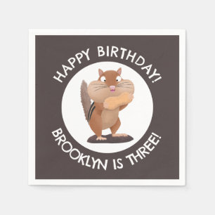 Niedlicher lustiger Chipmunk Cartoon personalisier Serviette