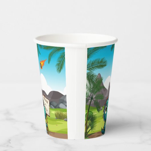 niedlicher, lustiger Dinosaurier Pappbecher (Rechts)