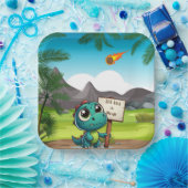 niedlicher, lustiger Dinosaurier Pappteller (Party)