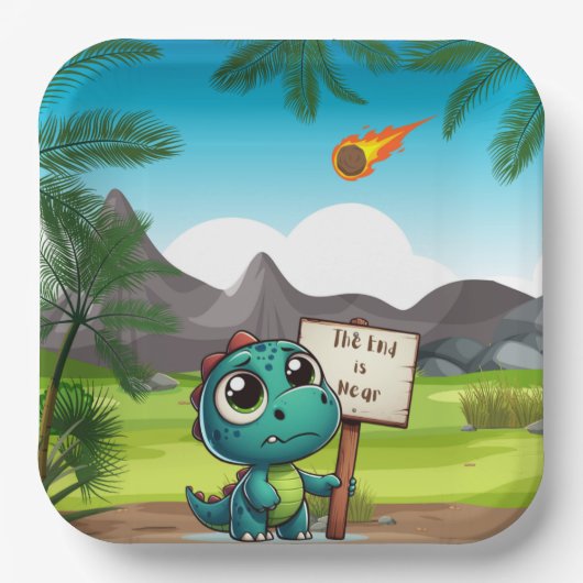 niedlicher, lustiger Dinosaurier Pappteller (Vorderseite)