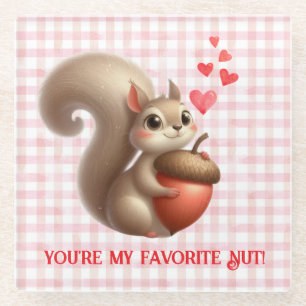 Niedlicher, lustiger Eichhörnchen-Valentinstag Glasuntersetzer