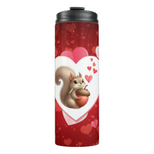 Niedlicher, lustiger Eichhörnchen-Valentinstag Thermosbecher