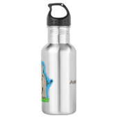 Niedlicher, lustiger Elefant mit Vogel auf Cartoon Edelstahlflasche (Rückseite)