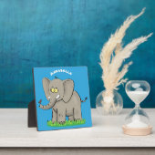 Niedlicher, lustiger Elefant mit Vogel auf Cartoon Fotoplatte (InSitu)