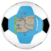 Niedlicher, lustiger Elefant mit Vogel auf Cartoon Fußball (Gedreht)