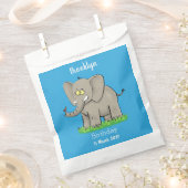 Niedlicher, lustiger Elefant mit Vogel auf Cartoon Geschenktütchen (Ausgeschnitten)