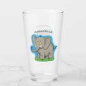Niedlicher, lustiger Elefant mit Vogel auf Cartoon Glas (Rückseite)