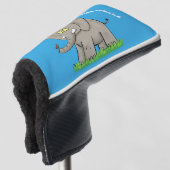 Niedlicher, lustiger Elefant mit Vogel auf Cartoon Golf Headcover (3/4 Vorderseite)