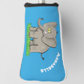 Niedlicher, lustiger Elefant mit Vogel auf Cartoon Golf Headcover (Rotieren 90)