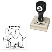 Niedlicher, lustiger Elefant mit Vogel auf Cartoon Gummistempel (Stempel)