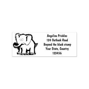 Niedlicher, lustiger Elefant mit Vogel auf Cartoon Gummistempel