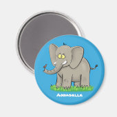 Niedlicher, lustiger Elefant mit Vogel auf Cartoon Magnet (Vorderseite/Rückseite)
