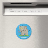 Niedlicher, lustiger Elefant mit Vogel auf Cartoon Magnet (In Situ (Geschirrspüler))