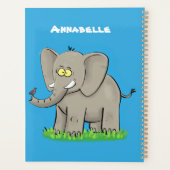 Niedlicher, lustiger Elefant mit Vogel auf Cartoon Planer (Rückseite)