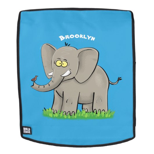 Niedlicher, lustiger Elefant mit Vogel auf Cartoon Rucksack (Abnehmbare Front)