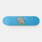 Niedlicher, lustiger Elefant mit Vogel auf Cartoon Skateboard (Horizontal)