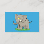 Niedlicher, lustiger Elefant mit Vogel auf Cartoon Visitenkarte (Rückseite)