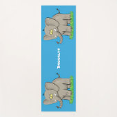 Niedlicher, lustiger Elefant mit Vogel auf Cartoon Yogamatte (Vorderseite)