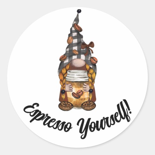 Niedlicher, lustiger Expresso-Kaffeeaufkleber Runder Aufkleber (Vorderseite)