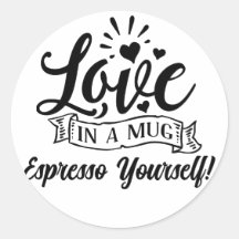 Niedlicher, lustiger Expresso-Kaffeeaufkleber