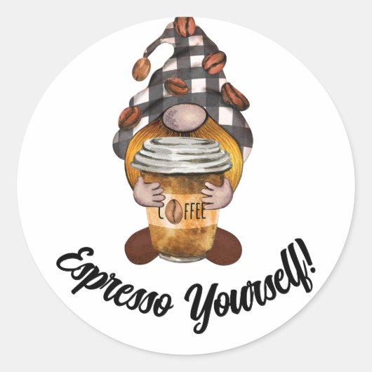 Niedlicher, lustiger Expresso-Kaffeeaufkleber Runder Aufkleber (Vorderseite)