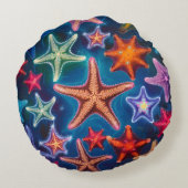 Niedlicher, lustiger, farbiger Starfish im Meer Rundes Kissen (Rückseite)
