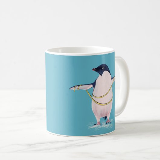Niedlicher lustiger fetter Penguin auf Diät Kaffeetasse (VorderseiteRechts)