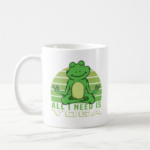 Niedlicher lustiger Frosch beim Yoga. lustige Yoga Kaffeetasse
