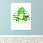 Niedlicher lustiger Frosch beim Yoga. lustige Yoga Leinwanddruck (Insitu (Holzboden))