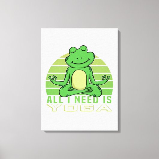 Niedlicher lustiger Frosch beim Yoga. lustige Yoga Leinwanddruck (Vorderseite)