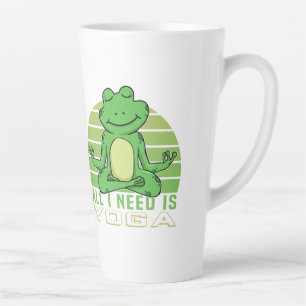 Niedlicher lustiger Frosch beim Yoga. lustige Yoga Milchtasse