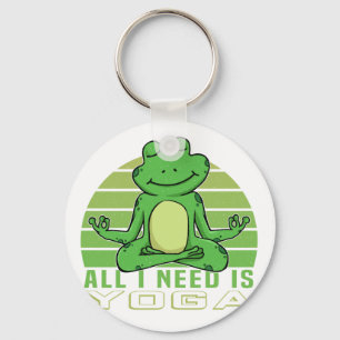 Niedlicher lustiger Frosch beim Yoga. lustige Yoga Schlüsselanhänger