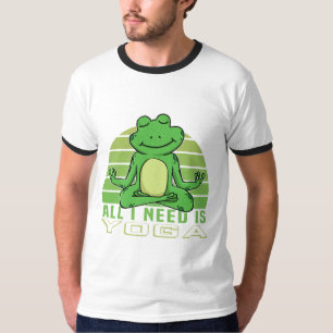 Niedlicher lustiger Frosch beim Yoga. lustige Yoga T-Shirt