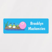 Niedlicher lustiger Froschbläschen Cartoon persona Etiketten (Design 1)