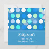 Niedlicher, lustiger, glücklicher, blauer Polka ha Einladung (Rückseite)