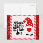 Niedlicher lustiger Gnom roter Glitter Postkarte (Vorne/Hinten)