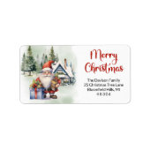 Niedlicher lustiger Gnome im Winterdorf mit Gesche Adressaufkleber (Vorne)