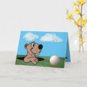 Niedlicher, lustiger Gopher u. Karte (Gelbe Blume)