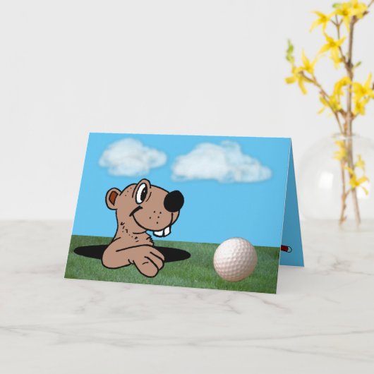 Niedlicher, lustiger Gopher u. Karte (Gelbe Blume)