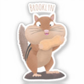 Niedlicher lustiger großer Wangen-Chipmunk-Cartoon Aufkleber (Vorderseite)