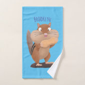 Niedlicher lustiger großer Wangen-Chipmunk-Cartoon Badhandtuch Set (Handtuch)