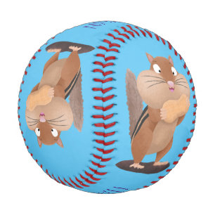 Niedlicher lustiger großer Wangen-Chipmunk-Cartoon Baseball