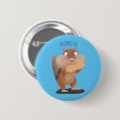 Niedlicher lustiger großer Wangen-Chipmunk-Cartoon Button (Vorne & Hinten)