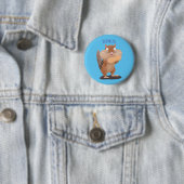 Niedlicher lustiger großer Wangen-Chipmunk-Cartoon Button (Beispiel)